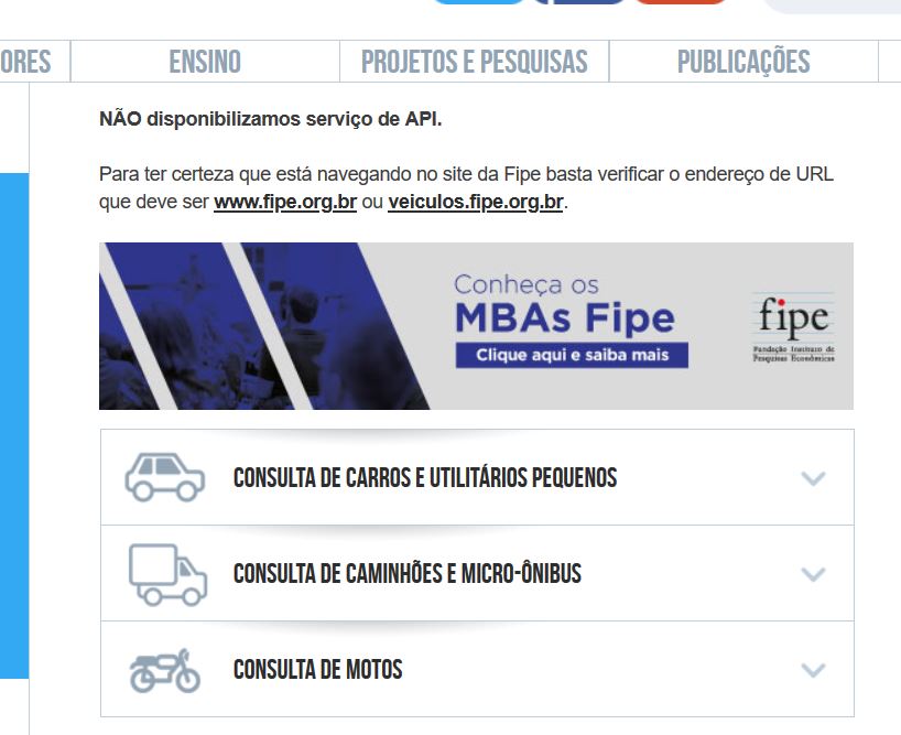 Selecione o tipo de veículo